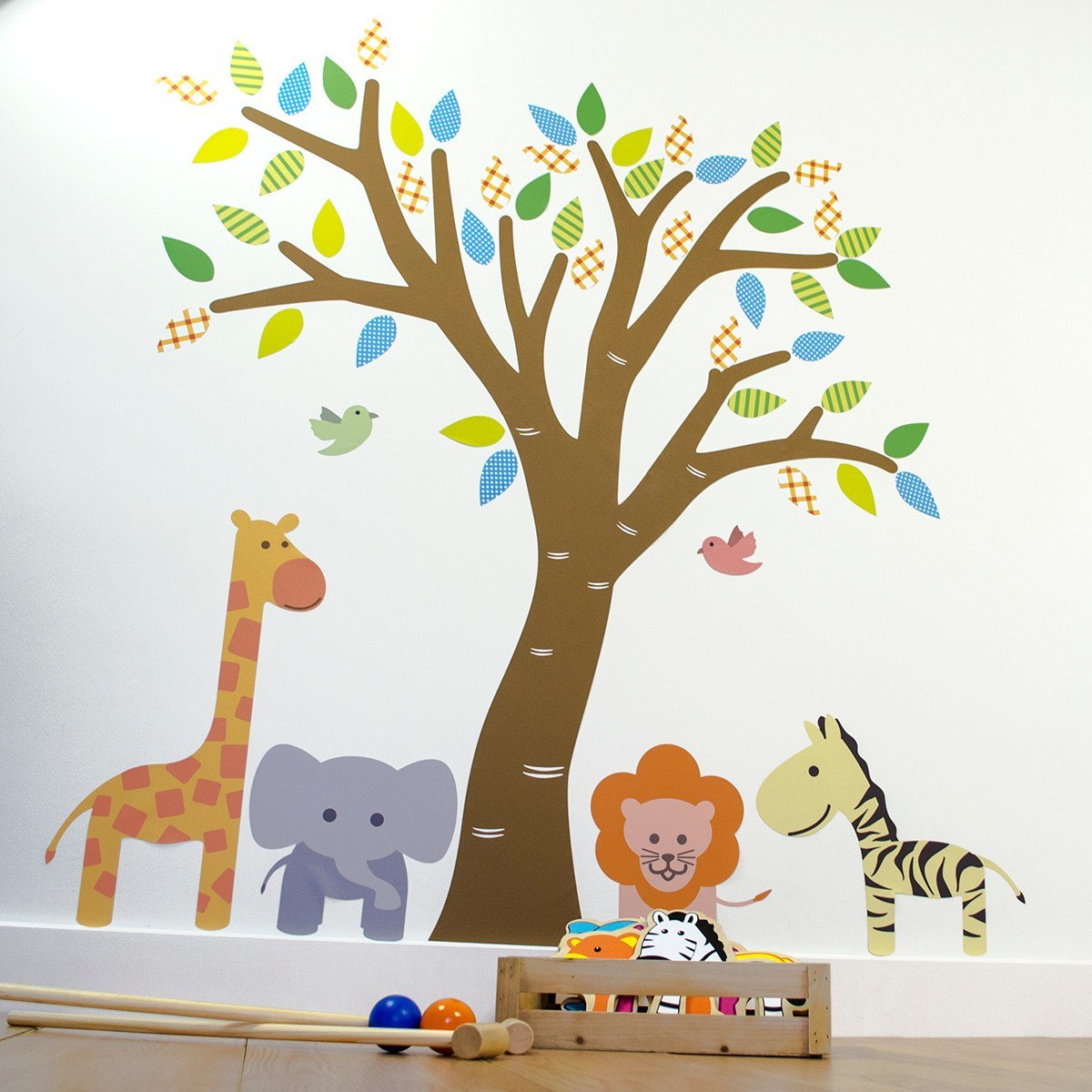 Tree With Safari Animals Wall Decal