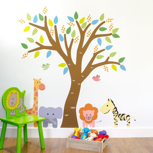 Tree With Safari Animals Wall Sticker