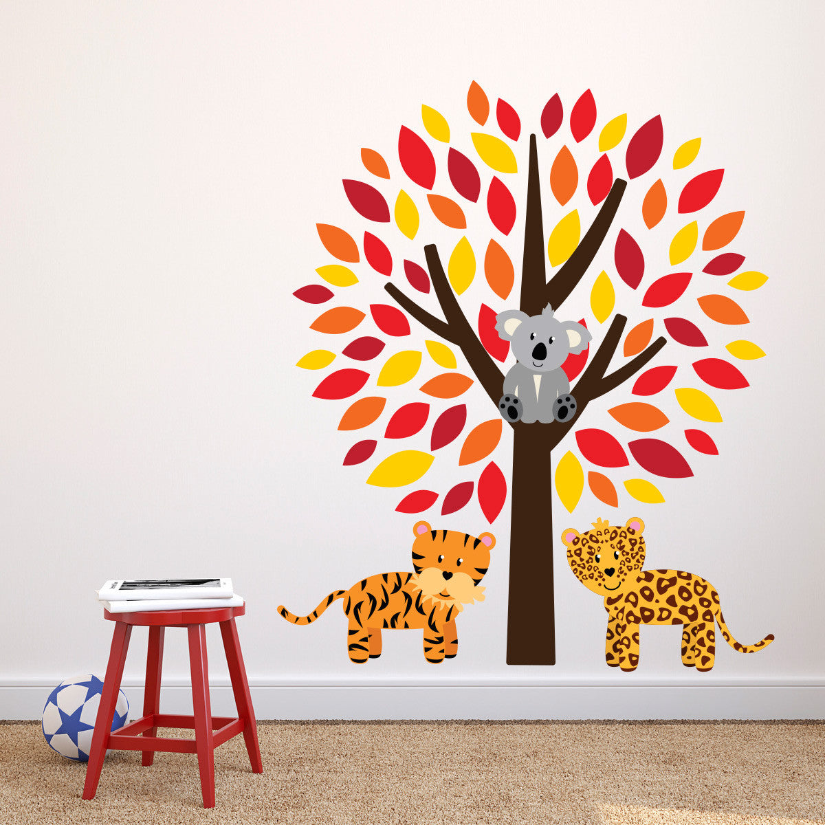 Tree With Wild Animals Wall Art