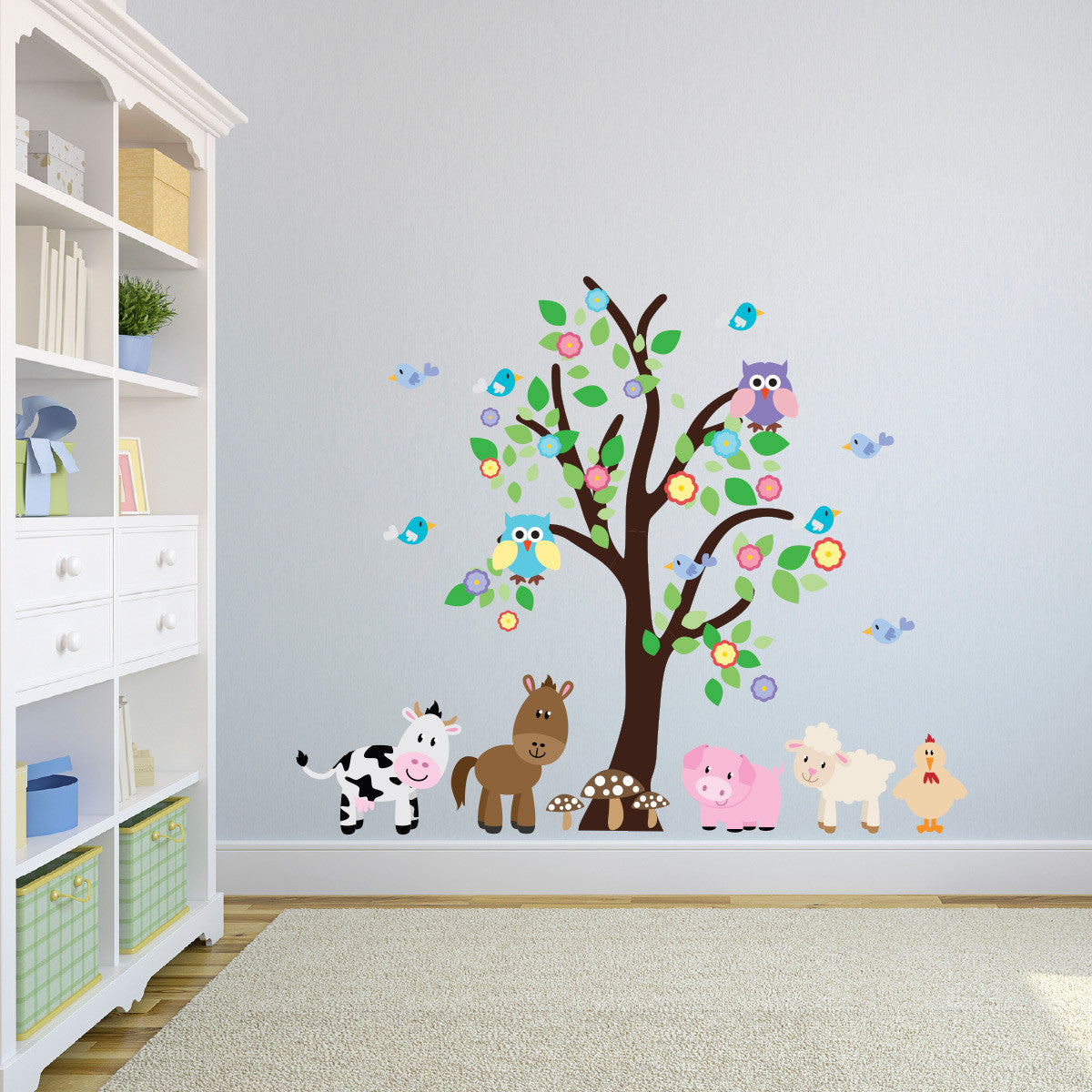 Tree With Farm Animals Wall Art