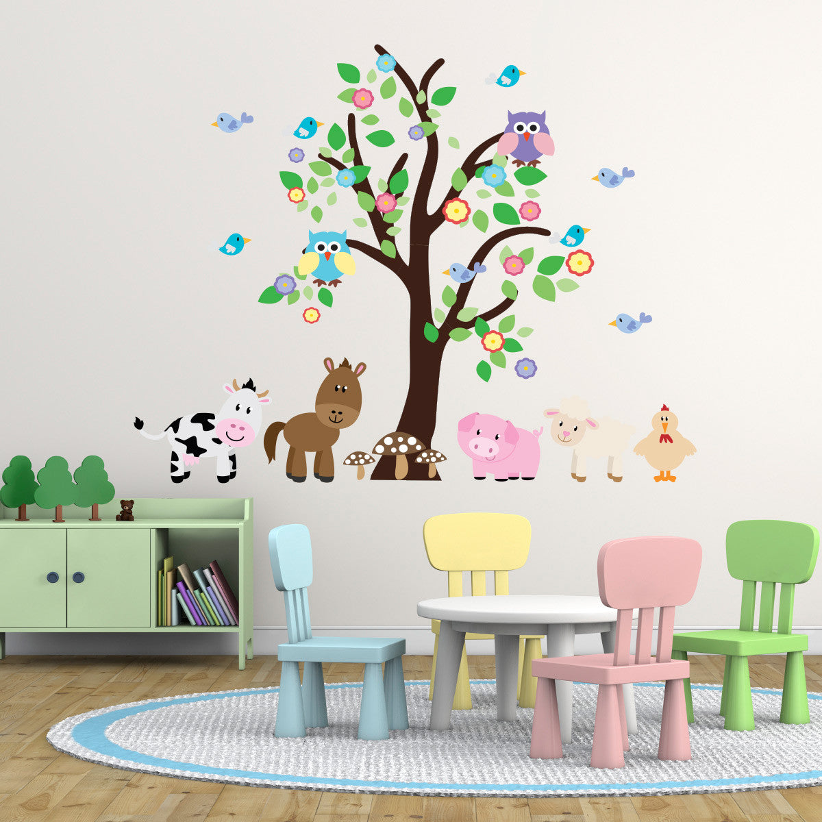 Tree With Farm Animals Wall Sticker