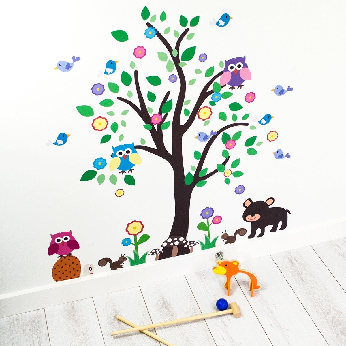 Tree With Woodland Animals Wall Art