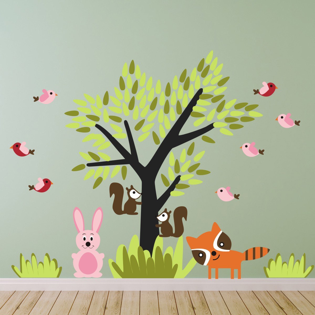 Tree With Forest Animals Wall Art