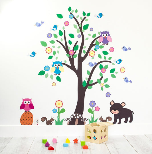Tree With Woodland Animals Wall Sticker