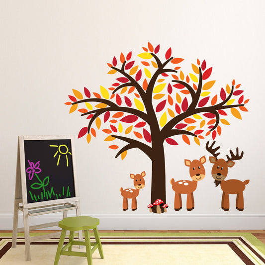 Tree With Woodland Deer Wall Sticker