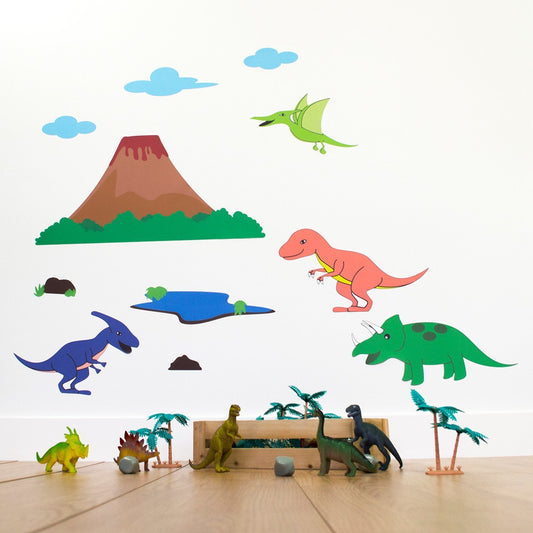Dinosaur With Volcano Wall Stickers