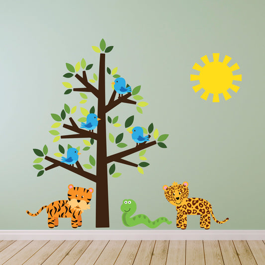 Wild Animals and Tree Wall Sticker